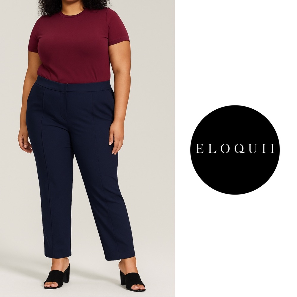 NEW Eloquii Women's Navy Ankle Pants
